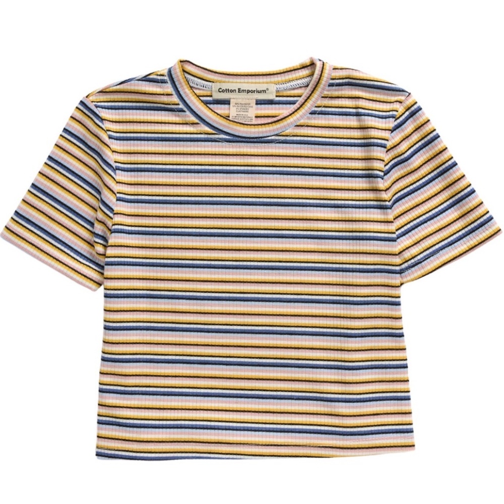Cotton Emporium girls rib knit cropped tee T-shirt Nordstrom sz L